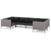 Bild von vidaXL 6-tlg. Garten-Lounge-Set mit Kissen Poly Rattan Dunkelgrau