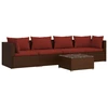 Bild von vidaXL 5-tlg. Garten-Lounge-Set mit Kissen Poly Rattan Braun