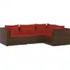 Bild von vidaXL 4-tlg. Garten-Lounge-Set mit Auflagen Poly Rattan Braun