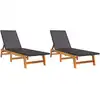 Bild von vidaXL Sonnenliegen 2 Stk. Schwarz Braun Poly Rattan Massivholz Akazie