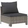 Bild von vidaXL Garten-Mittelsofa mit Kissen Grau Poly Rattan