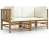 Bild von vidaXL Garten-Ecksofas mit Cremeweißen Kissen 2 Stk. Bambus