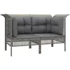 Bild von vidaXL Garten-Ecksofas mit Kissen 2 Stk. Grau Poly Rattan