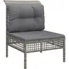 Bild von vidaXL Garten-Mittelsofa mit Kissen Grau Poly Rattan