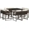 Bild von vidaXL 9-tlg. Garten-Essgruppe mit Kissen Braun Poly Rattan