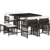 Bild von vidaXL 9-tlg. Garten-Essgruppe mit Kissen Braun Poly Rattan