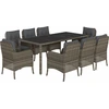 Bild von vidaXL 9-tlg. Garten-Essgruppe mit Kissen Grau Poly Rattan