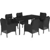 Bild von vidaXL 7-tlg. Garten-Essgruppe mit Kissen Schwarz Poly Rattan