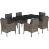 Bild von vidaXL 7-tlg. Garten-Essgruppe mit Kissen Grau Poly Rattan