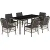 Bild von vidaXL 7-tlg. Garten-Essgruppe mit Kissen Grau Poly Rattan