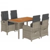 Bild von vidaXL 5-tlg. Garten-Essgruppe mit Kissen Grau Poly Rattan