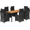Bild von vidaXL 7-tlg. Garten-Essgruppe mit Kissen Schwarz Poly Rattan
