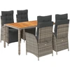 Bild von vidaXL 5-tlg. Garten-Essgruppe mit Kissen Grau Poly Rattan