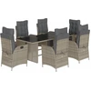 Bild von vidaXL 7-tlg. Garten-Essgruppe mit Kissen Grau Poly Rattan