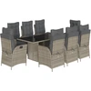 Bild von vidaXL 9-tlg. Garten-Essgruppe mit Kissen Grau Poly Rattan