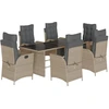 Bild von vidaXL 7-tlg. Garten-Essgruppe mit Kissen Hellgrau Poly Rattan