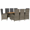 Bild von vidaXL 9-tlg. Garten-Essgruppe mit Kissen Grau Poly Rattan