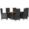 Bild von vidaXL 7-tlg. Garten-Essgruppe mit Kissen Schwarz Poly Rattan