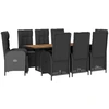 Bild von vidaXL 9-tlg. Garten-Essgruppe mit Kissen Schwarz Poly Rattan