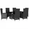 Bild von vidaXL 7-tlg. Garten-Essgruppe mit Kissen Schwarz Poly Rattan