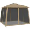 Bild von vidaXL Pavillon mit Doppeldach & Netzwänden Taupe 2,93x2,93 m Stahl