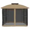 Bild von vidaXL Pavillon mit Doppeldach & Netzwänden Taupe 2,94x2,94 m Stahl