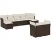 Bild von vidaXL 9-tlg. Garten-Sofagarnitur mit Kissen Braun Poly Rattan