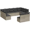Bild von vidaXL 11-tlg. Garten-Sofagarnitur mit Kissen Hellgrau Poly Rattan