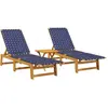 Bild von vidaXL Sonnenliegen 2 Stk. mit Tisch Dunkelblau Massivholz Akazie