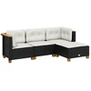 Bild von vidaXL 4-tlg. Garten-Sofagarnitur mit Kissen Schwarz Poly Rattan