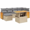 Bild von vidaXL 7-tlg. Garten-Sofagarnitur mit Kissen Beige Poly Rattan