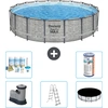 Bild von Bestway Round Steel Pro MAX Schwimmbad   Steindruck   549 x 122   inklusive Pumpe   Leiter   Abdeckung Wartungspaket - Filter