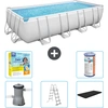 Bild von Bestway Rechteckiges Power Steel-Schwimmbecken   488 x 244 x 122   Grau, inklusive Pumpe   Leiter   Abdeckung Wartungspaket - Filter