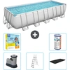 Bild von Bestway Rechteckiges Power Steel-Schwimmbecken   640 x 274 x 132   Grau   inklusive Pumpe   Leiter   Abdeckung Wartungspaket - Filter