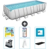 Bild von Bestway Rechteckiges Power Steel-Schwimmbecken   640 x 274 x 132   Grau   inklusive Pumpe   Leiter   Abdeckung Wartungspaket - Filter - Bodenfliesen