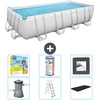 Bild von Bestway Rechteckiges Power Steel-Schwimmbecken   488 x 244 x 122   Grau, inklusive Pumpe   Leiter   Abdeckung Wartungspaket - Filter - Bodenfliesen