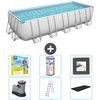 Bild von Bestway Rechteckiges Power Steel-Schwimmbecken   640 x 274 x 132   Grau   inklusive Pumpe   Leiter   Abdeckung Wartungspaket - Filter - Bodenfliesen