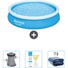 Bild von Bestway runder aufblasbarer Fast-Set-Pool   366 x 76 cm   Blau   im Lieferumfang enthalten Pumpe - Teststreifen - Sonnensegel