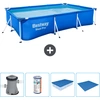 Bild von Bestway Rectangular Steel Pro Swimmingpool   300 x 201 x 66 cm   Blau   inklusive Pumpe Filter - Abdeckung - Bodenplane