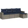 Bild von vidaXL 5-tlg. Garten-Sofagarnitur mit Kissen Grau Poly Rattan