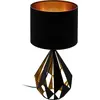 Bild von EGLO Tischlampe Carlton 5, Vintage Tischleuchte, Nachttischleuchte aus Stahl und Stoff, Farbe: Schwarz, kupfer, Fassung: E27, inkl. Schalter