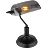 Bild von Globo Lighting Tischleuchte Metall schwarz matt, Glas rauchfarben, Kabel PVC schwarz, Wippschalter am Kabel, LxBxH: 265x180x370mm, Kabellänge 1500mm, exkl. 1x E27 60W 230V