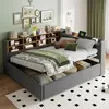 Bild von STILVORA 140×200 Schlafsofa mit Matratze&Hydraulischem Stauraum,Tagesbett mit Nachtlicht, USB-&Typ-C-Ladeanschluss,Daybett mit Ablagen,Staufächern&Kopfteil,Samtstoff,Dunkelgrau