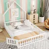 Bild von STILVORA 140x190 Polsterbett mit Lattenrost und Sicherheitsgitter,Kinderbett in Schornsteinform,Minimalistischer Stil Jugendbett aus Holz,ohne Matratze,Weiß