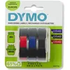 Bild von DYMO® Original Prägeband-StarterSet für OMEGA und JUNIOR, Plastik - je 1 x glänzend schwarz, rot, blau