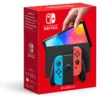 Bild von Nintendo Switch Konsole: OLED-Modell in Neon-Rot/Neon-Blau mit 7-Zoll-OLED-Bildschirm, verbesserterAkustik und standfester Schutztasche.