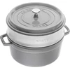 Bild von STAUB Gusseisen-Bräter/Cocotte 26 cm, 5,2 L - Runder Schmortopf mit Dampfeinsatz, mattschwarz emailliertem Innenbereich in Graphitgrau