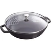 Bild von STAUB Gusseisen-Wok 30 cm mit Deckel, Schwarz   Vielseitige Schmorpfanne für hervorragende Wärmeverteilung