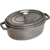 Bild von STAUB Gusseisen-Schmortopf oval, 37 cm, grau - Perfekter Schmortopf für außergewöhnliche Geschmackserlebnisse und einfache Zubereitung
