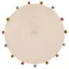 Bild von Atmosphera Runder Teppich mit Pompons fürs Schlafzimmer, ländlicher Stil, weicher Flor, Durchmesser 90 cm, beige